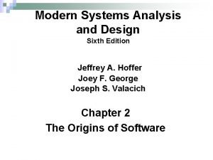 Modern Systems Analysis and Design Sixth Edition Jeffrey