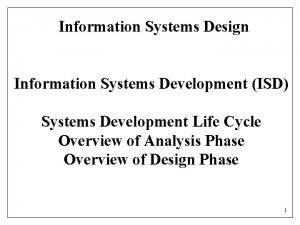 Information Systems Design Information Systems Development ISD Systems