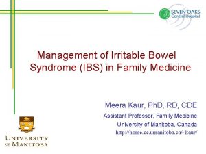 Management of Irritable Bowel Syndrome IBS in Family