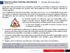 PROTECCIN CONTRA INCENDIOS Clases de Incendios Volumen 2