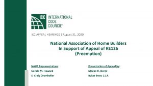 ICC APPEAL HEARINGS August 31 2020 National Association