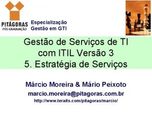 Especializao Gesto em GTI Gesto de Servios de