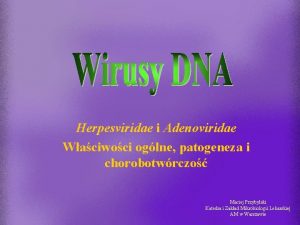 Herpesviridae i Adenoviridae Waciwoci oglne patogeneza i chorobotwrczo