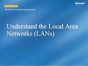 LESSON 1 2A 98 366 Networking Fundamentals Understand