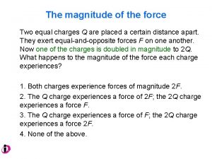 The magnitude of the force Two equal charges