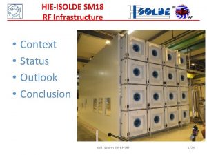 HIEISOLDE SM 18 RF Infrastructure Context Status Outlook