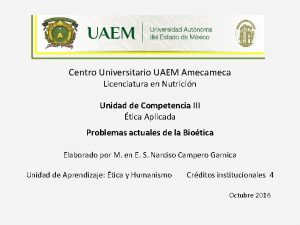 Centro Universitario UAEM Ameca Licenciatura en Nutricin Unidad