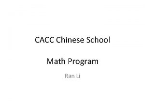 Cacc chinese school