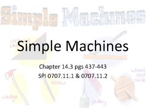 Simple Machines Chapter 14 3 pgs 437 443