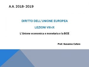 A A 2018 2019 DIRITTO DELLUNIONE EUROPEA LEZIONI