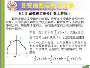 Complex Analysis and Integral Transform Complex Analysis and