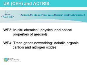 UK CEH and ACTRIS WP 3 Insitu chemical