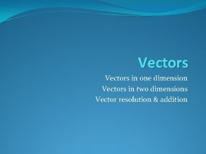 Vectors in one dimension