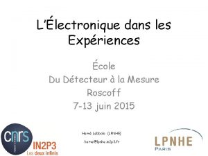 Llectronique dans les Expriences cole Du Dtecteur la