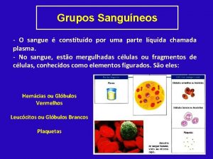 Grupos Sanguneos O sangue constitudo por uma parte