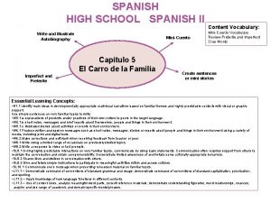 SPANISH HIGH SCHOOL SPANISH II Write and Illustrate