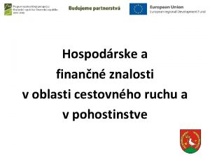 Hospodrske a finann znalosti v oblasti cestovnho ruchu