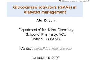 Visit www pharmaxchange info Glucokinase activators GKAs in
