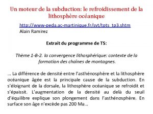 Un moteur de la subduction le refroidissement de