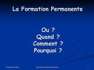 La Formation Permanente Ou Quand Comment Pourquoi 18