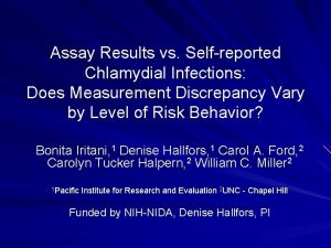 Assay Results vs Selfreported Chlamydial Infections Does Measurement