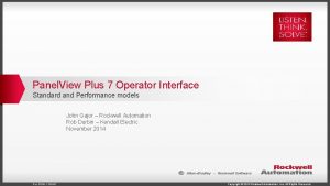 Panel View Plus 7 Operator Interface Standard and