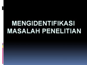 Contoh topik masalah Contoh topik masalah