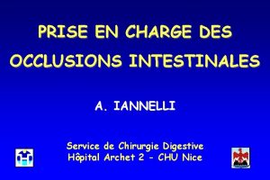 PRISE EN CHARGE DES OCCLUSIONS INTESTINALES A IANNELLI