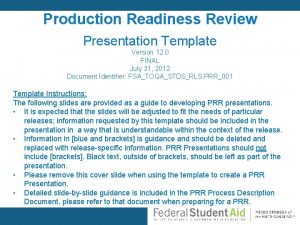 Production readiness review