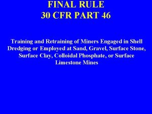 30 cfr part 46