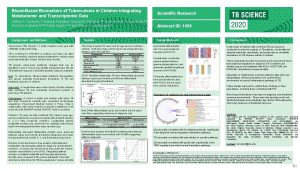 BloodBased Biomarkers of Tuberculosis in Children Integrating Metabolomic