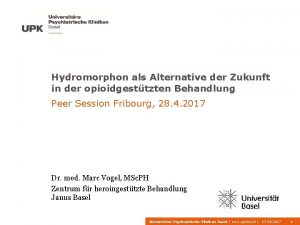 Hydromorphon als Alternative der Zukunft in der opioidgesttzten