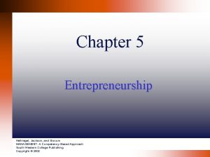 Chapter 5 Entrepreneurship Hellriegel Jackson and Slocum MANAGEMENT