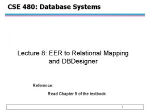 CSE 480 Database Systems Lecture 8 EER to