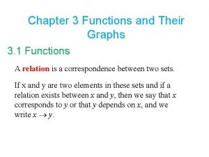 Chapter 3 Functions and Their Graphs 3 1