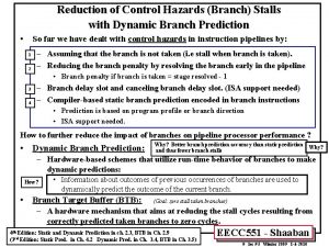 Reduction of Control Hazards Branch Stalls with Dynamic