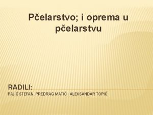 Pelarstvo i oprema u pelarstvu RADILI PAJI STEFAN