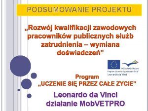 PODSUMOWANIE PROJEKTU Leonardo da Vinci dziaanie Mob VETPRO