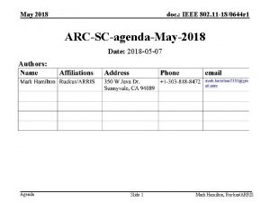 May 2018 doc IEEE 802 11 180644 r