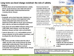 Longterm sealevel change revisited the role of salinity
