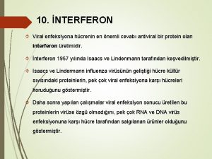 10 NTERFERON Viral enfeksiyona hcrenin en nemli cevab