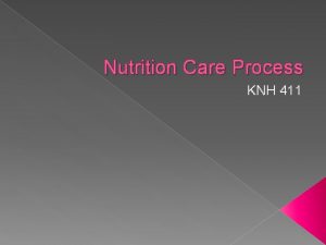 Nutrition Care Process KNH 411 ADA NUTRITION CARE