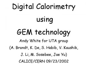 Digital Calorimetry using GEM technology Andy White for
