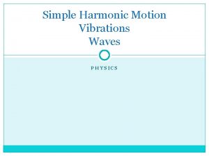 Simple Harmonic Motion Vibrations Waves PHYSICS Why it