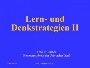 Lern und Denkstrategien II Fredi P Bchel Honorarprofessor