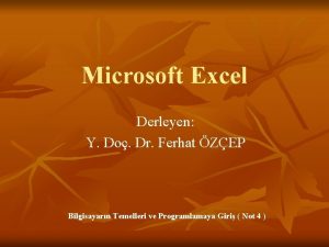 Microsoft Excel Derleyen Y Do Dr Ferhat ZEP