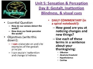 Unit 5 Sensation Perception Day 8 Gestalt Inattention