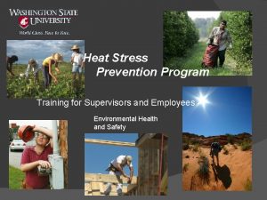Heat Stress Prevention Program Training for Supervisors and