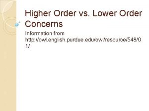 Higher Order vs Lower Order Concerns Information from