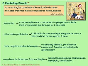 O Marketing Directo As comunicaes concebidas no em